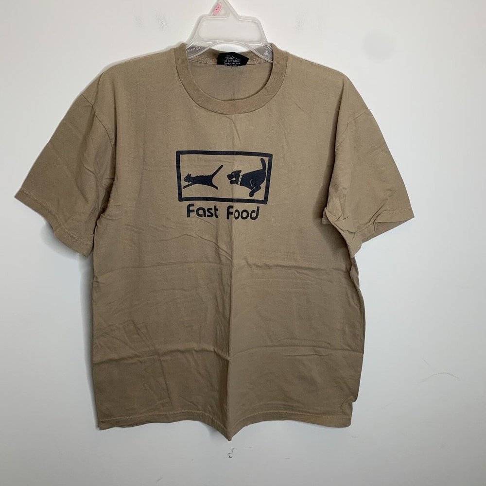 Unfledged Mens XL Brown Fast Food Funny Short Sleeve Shirt